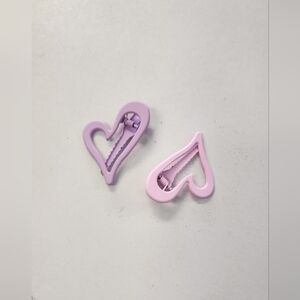 Heart-Shaped Hair Clips in Lavender and Pink